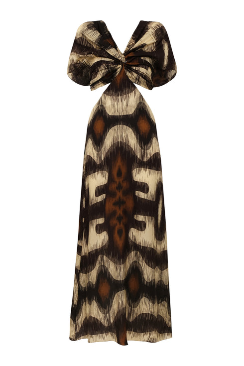 Santo Tomás Martellato Silk Dress / Brown Ikat